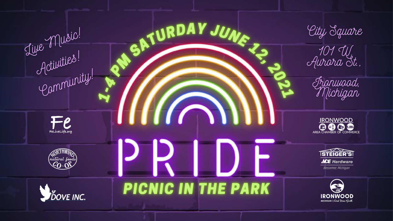 Pride Picnic in the Park FeLiveLife Gogebic Iron Range Event Calendar